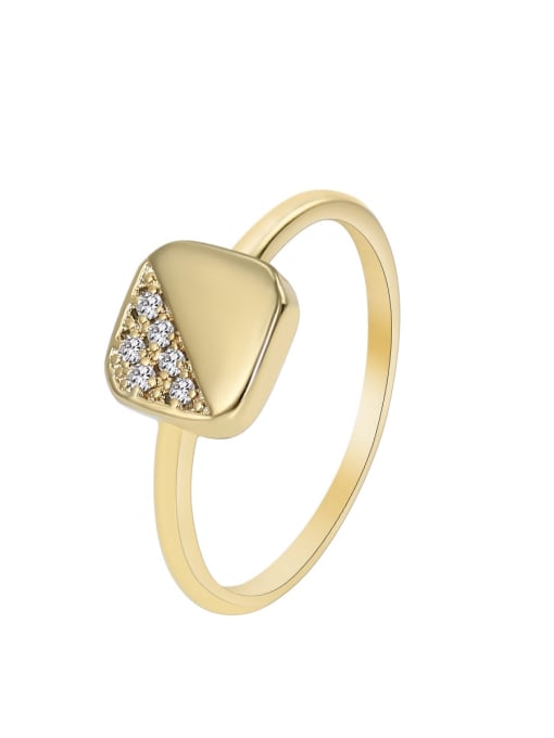 Gold Square zircon ring Brass Cubic Zirconia Geometric Minimalist Band Ring