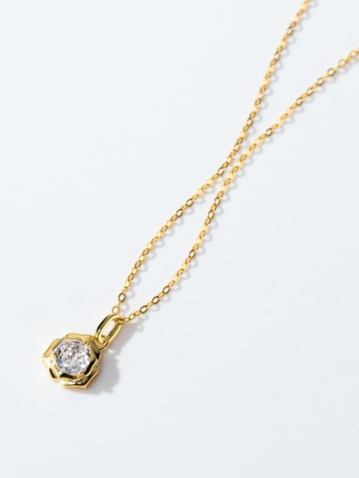 gold 925 Sterling Silver Cubic Zirconia Geometric Dainty Necklace