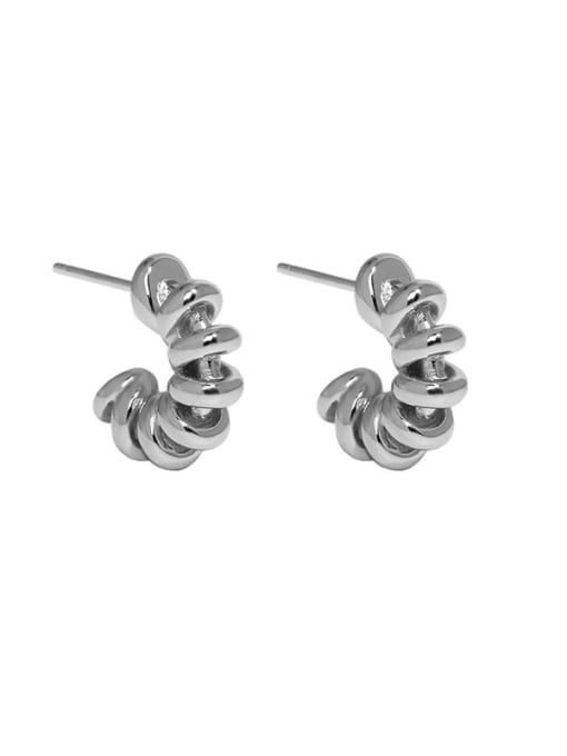 DAKA 925 Sterling Silver Geometric Vintage  Twist C Shape Stud Earring 3