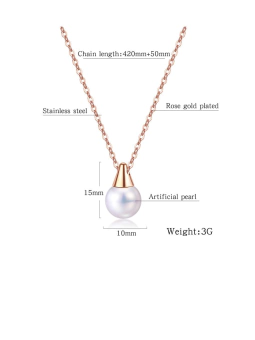 Open Sky Titanium Imitation Pearl White Round Minimalist Necklaces 3