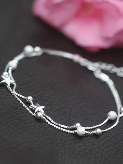Rosh 925 Sterling Silver Bead Star Minimalist Strand Bracelet 2
