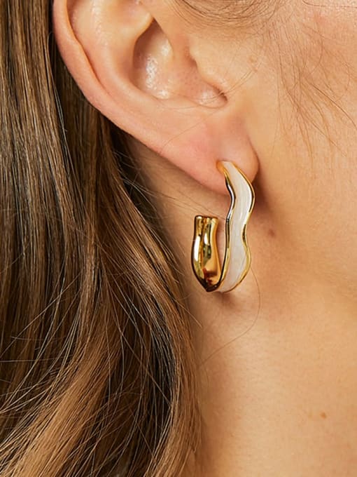 CHARME Brass Enamel Minimalist Hoop Earring 1