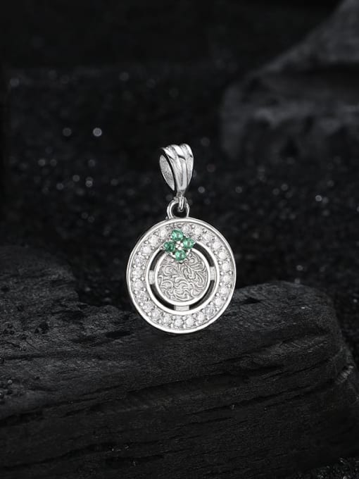 KDP-Silver 925 Sterling Silver Vintage Embossed Texture Round Pendant 2