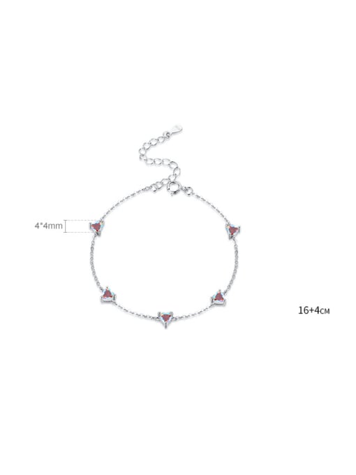 MODN 925 Sterling Silver Cubic Zirconia Heart Minimalist Link Bracelet 2