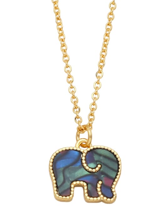 CC Brass Shell Elephant Hip Hop Necklace 2