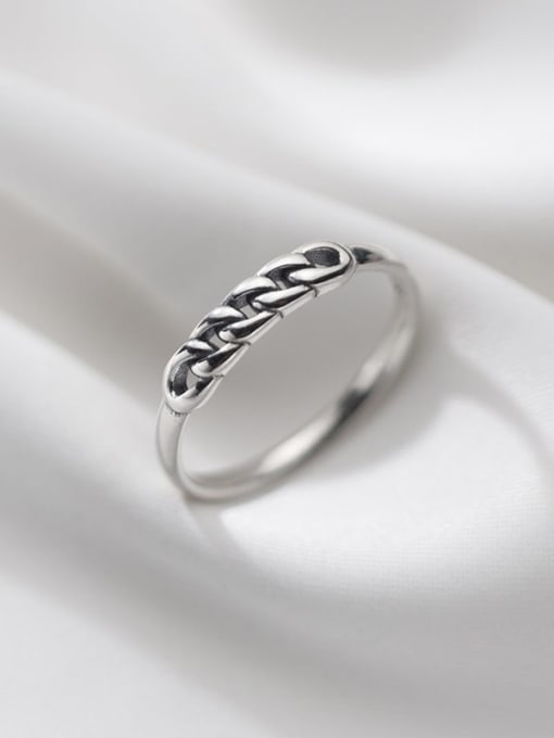 Rosh 925 Sterling Silver Irregular Vintage Twisted chain Band Ring 0