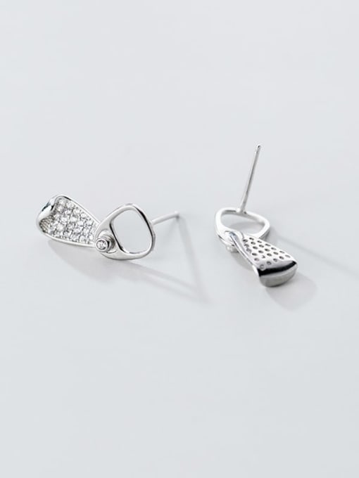 Rosh 925 sterling silver cubic zirconia irregular minimalist drop earring 2