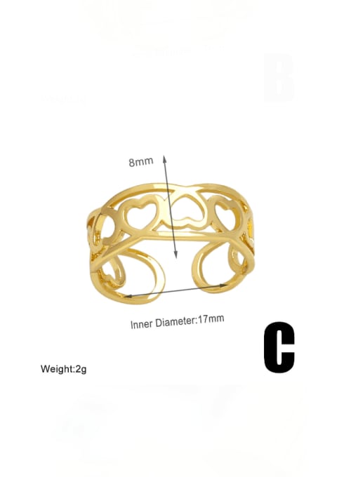 C Brass Geometric Hip Hop Band Ring