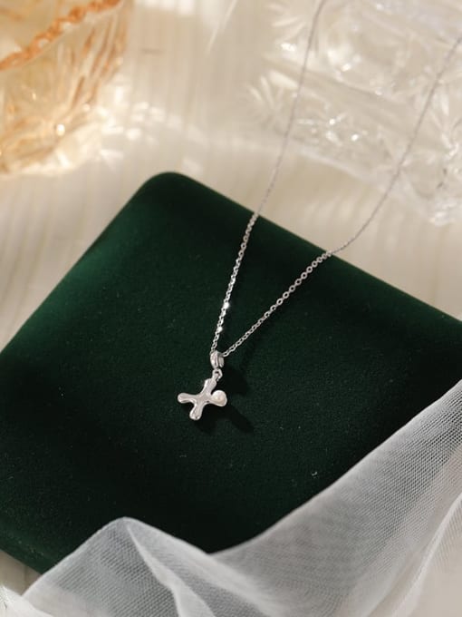 NS1066 【 X 】 925 Sterling Silver Imitation Pearl 26 Letter Minimalist Necklace