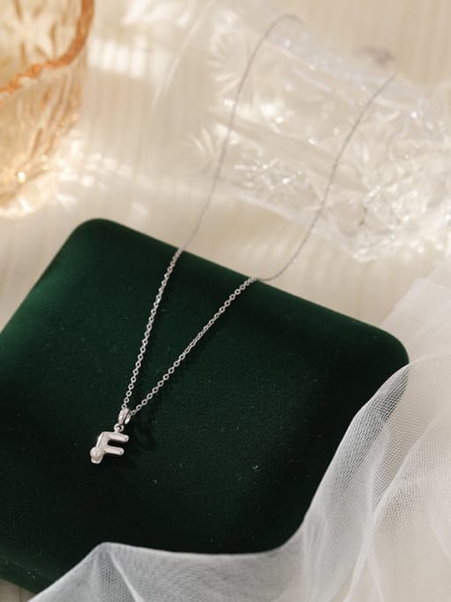 NS1066 【 F 】 925 Sterling Silver Imitation Pearl 26 Letter Minimalist Necklace