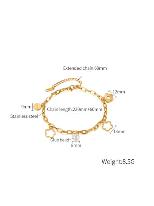 Open Sky Brass Imitation Pearl  Flower Minimalist Anklet 2