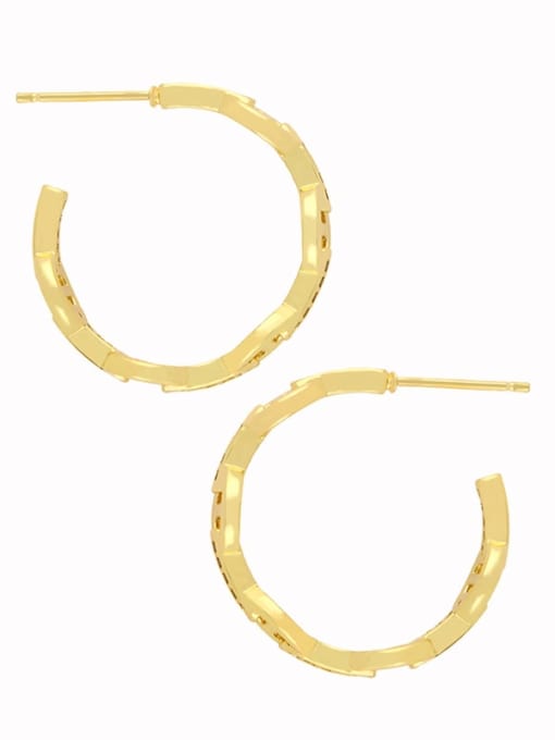 gold Copper Cubic Zirconia Geometric Minimalist Earring