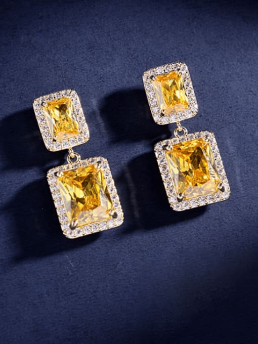 Luxu Brass Cubic Zirconia Geometric Luxury Drop Earring 3