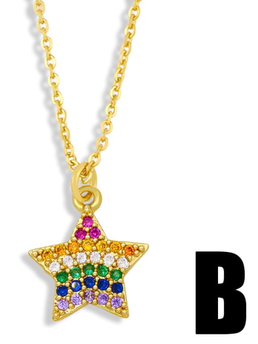 B Brass Cubic Zirconia Star Hip Hop Necklace