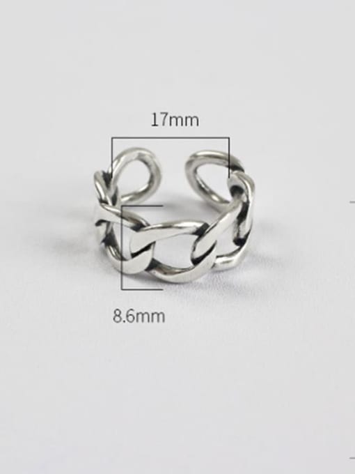 DAKA S925  Sterling Silver Fashion  Simple Round Bead  Wide Face English Free Size Ring 4