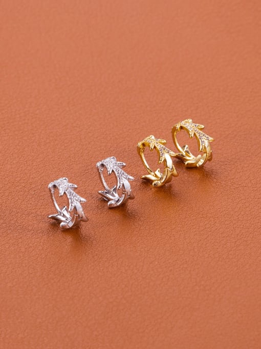 BeiFei Minimalism Silver 925 Sterling Silver Cubic Zirconia Geometric Minimalist Huggie Earring 0