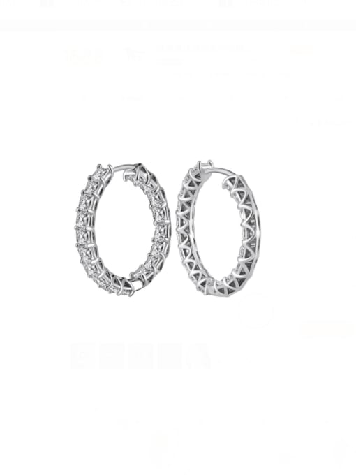 RINNTIN 925 Sterling Silver Cubic Zirconia Geometric Minimalist Hoop Earring