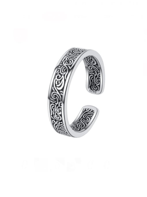 KDP-Silver 925 Sterling Silver Embossed Texture Vintage Band Ring 3