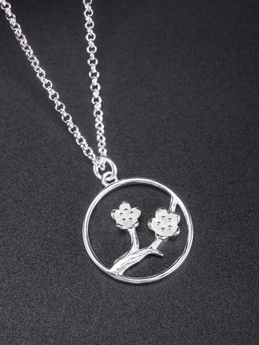 SILVER MI 925 Sterling Silver Flower Vintage Necklace 1