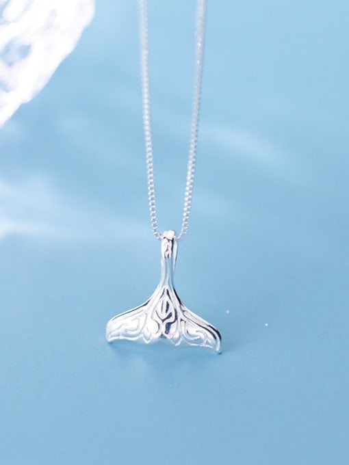 Rosh 925 Sterling Silver Simple Cute Fish tail pendant Necklace 2
