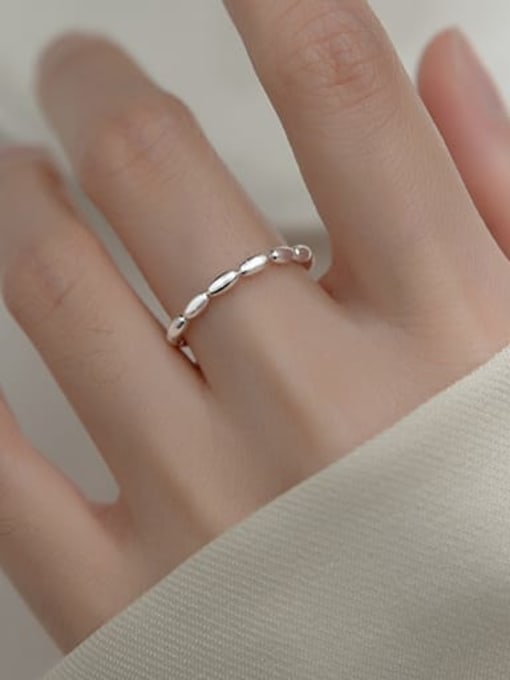 Rosh 925 Sterling Silver Bead Round Minimalist Band Ring 1