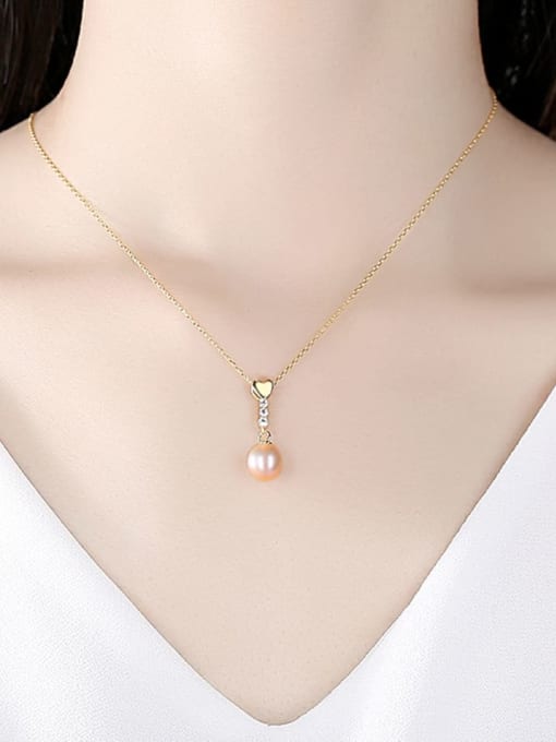 CCUI 925 Sterling Silver Imitation Pearl Heart Minimalist Necklace 1