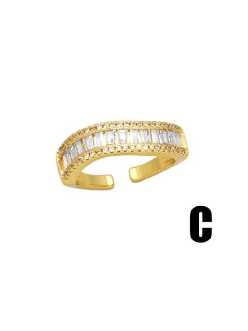 C Brass Cubic Zirconia Heart Minimalist Band Ring