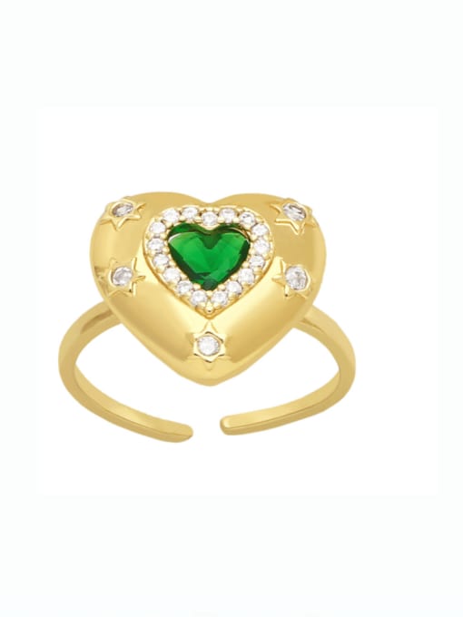CC Brass Cubic Zirconia Heart Vintage Band Ring 4