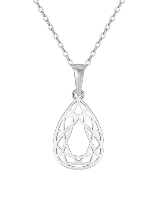 Platinum, 45CM chains, weighing 2.13g 925 Sterling Silver Water Drop Minimalist Necklace