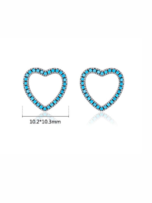 MODN 925 Sterling Silver Turquoise Heart Minimalist Stud Earring 2
