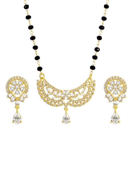XP Alloy Cubic Zirconia Bohemia Water Drop Earring and Necklace Set