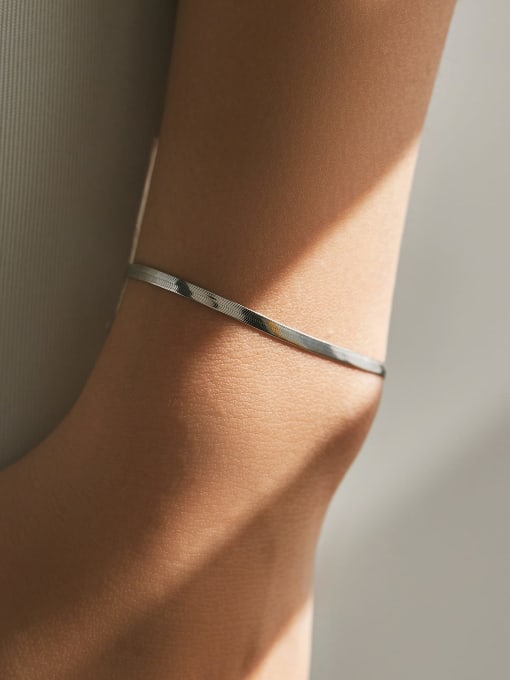 MODN 925 Sterling Silver Snake Bone Chain Minimalist Link Bracelet 1