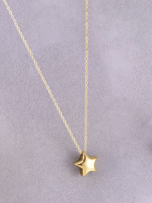 18K Gold Titanium Steel Pentagram Minimalist Necklace