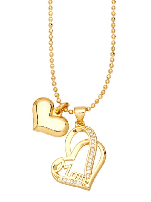 C Brass Cubic Zirconia Letter Vintage Heart Pendant Necklace