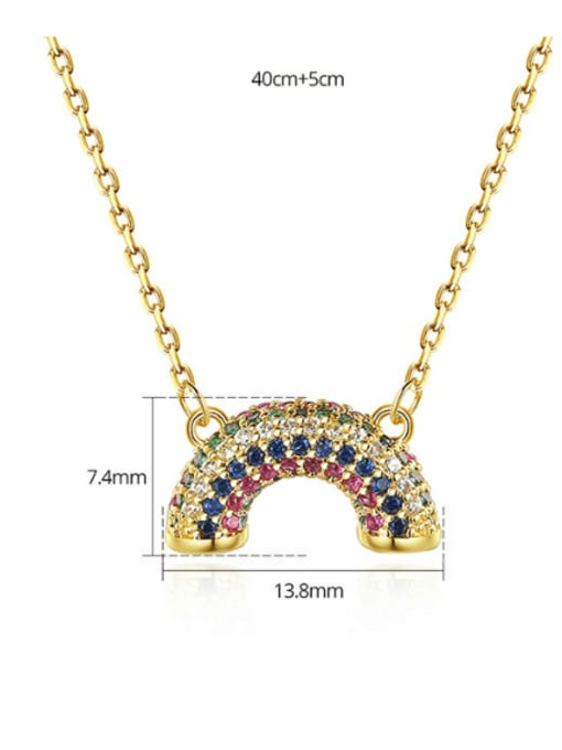 BLING SU Brass Cubic Zirconia Rainbow Dainty Necklace 4