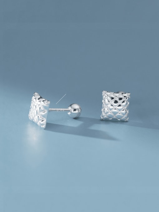 Diamond Style 925 Sterling Silver Geometric Minimalist Stud Earring