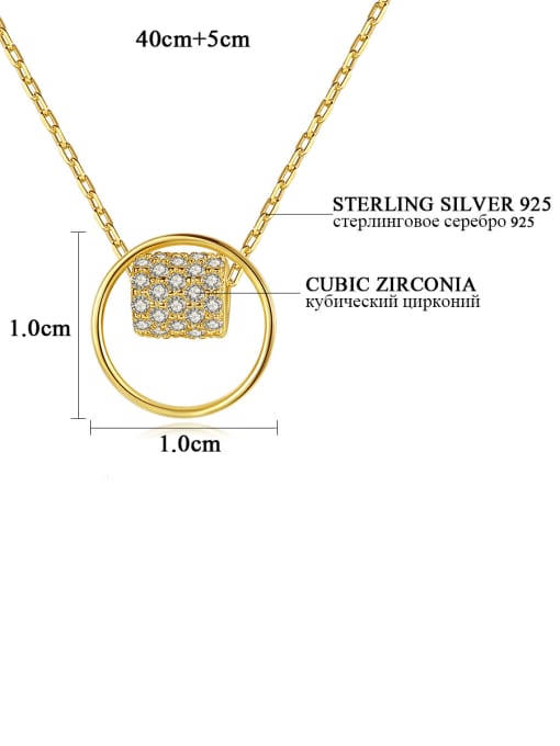 CCUI 925 Sterling Silver Rhinestone Geometric Minimalist Necklace 3