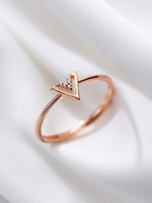 Rosh 925 Sterling Silver Shell Triangle Minimalist Band Ring 0