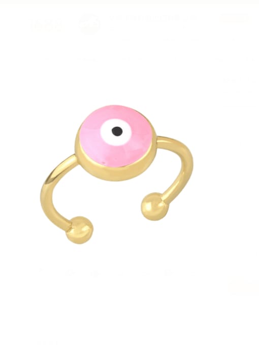 Pink Brass Enamel Evil Eye Cute Band Ring
