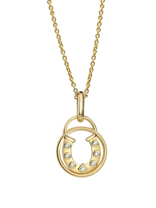 Gold horseshoe Necklace Brass Cubic Zirconia Geometric Minimalist Necklace