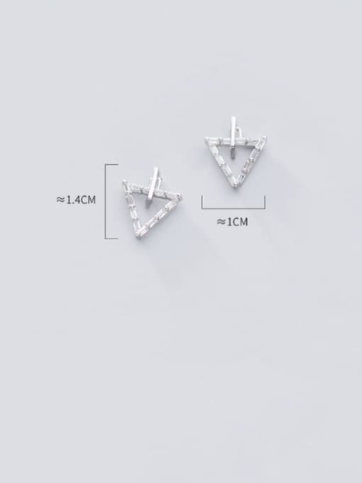 Rosh 925 Sterling Silver Cubic Zirconia  Triangle Minimalist Stud Earring 3
