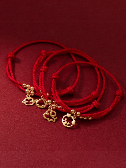 Rosh 925 Sterling Silver Zodiac Cute Adjustable Red Rope Bracelet