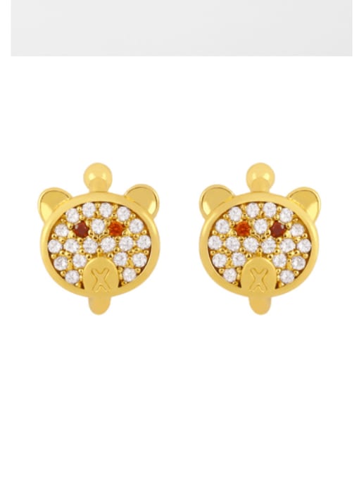 CC Brass Cubic Zirconia Bear Vintage Huggie Earring 4