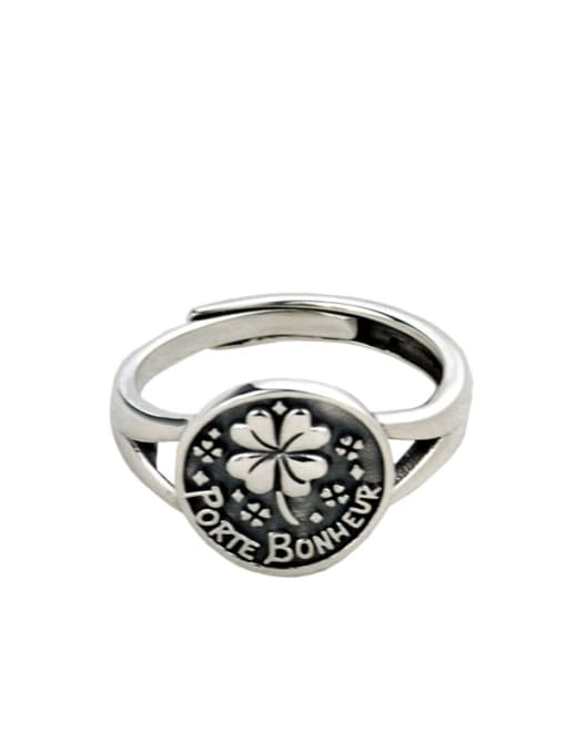S925 pure silver Vintage Sterling Silver With Antique Silver Plated Vintage Flower Free Sizd Rings