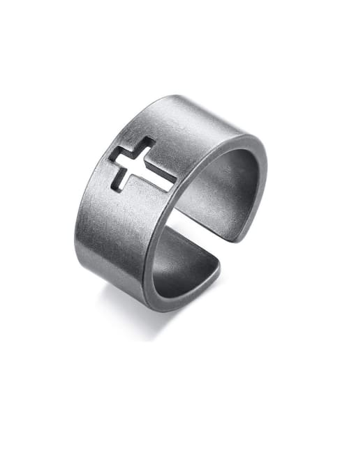 CONG Stainless Steel With Simple Hollow Cross Free Size Rings 0