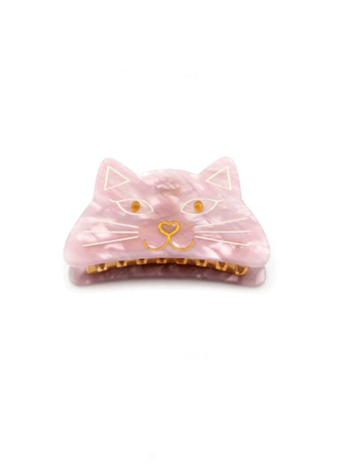 Pink Cellulose Acetate Cute Cat Zinc Alloy Jaw Hair Claw