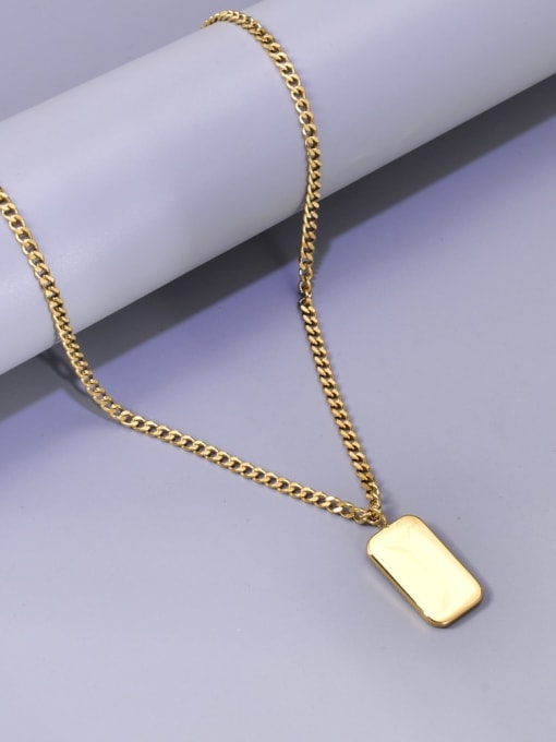 A TEEM Titanium Steel Shell Rectangle Hip Hop Necklace 2