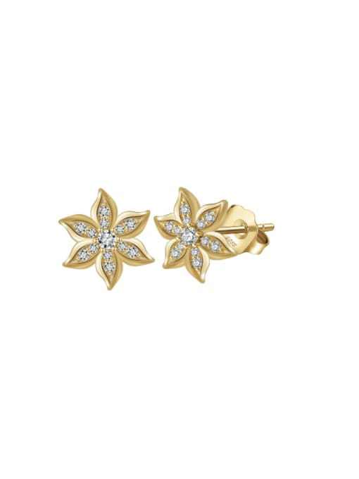 14K gold, weighing 1.84g 925 Sterling Silver Cubic Zirconia Flower Minimalist Stud Earring