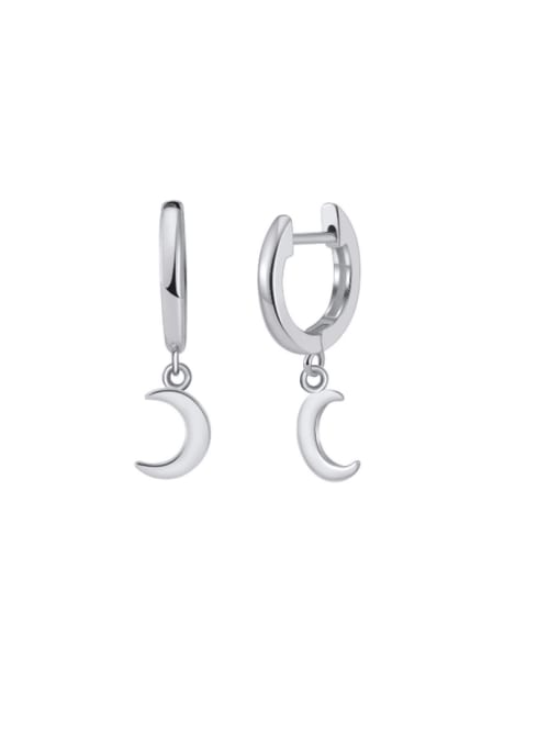 platinum,1.59g 925 Sterling Silver Moon Minimalist Huggie Earring