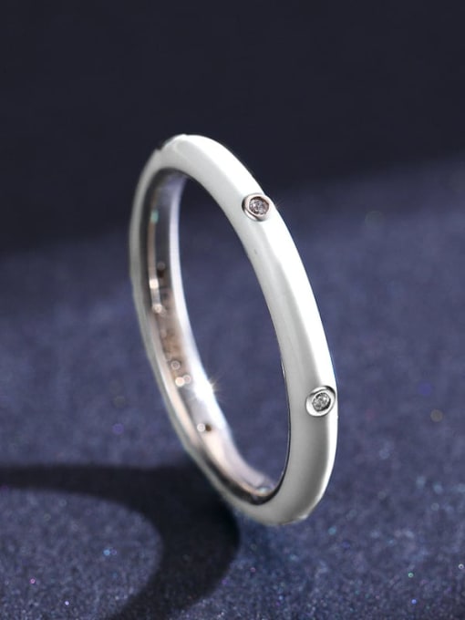 MODN 925 Sterling Silver Enamel Round Minimalist Band Ring 2